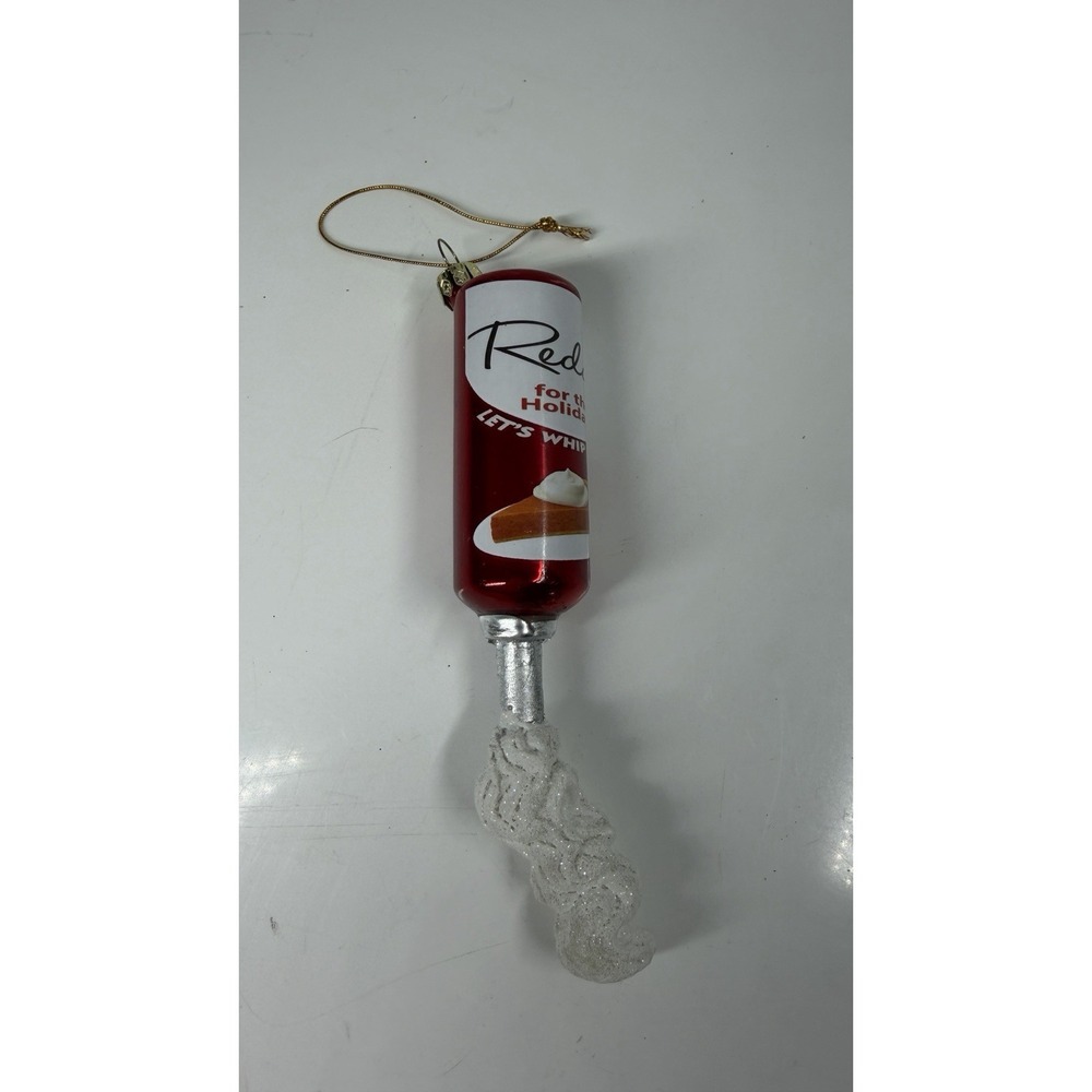 Paper Source Reddi-wip Glass Christmas Tree Ornament Red Dessert Foodie Decor